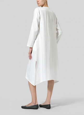 White Linen Wrap Dress