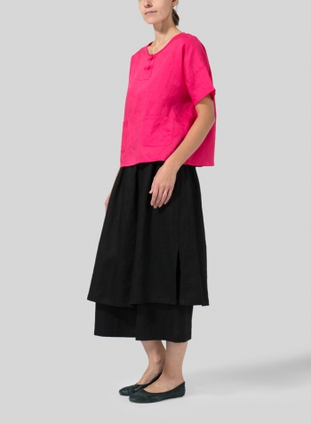 Hot Pink Linen Jacquard Chinese Box Top