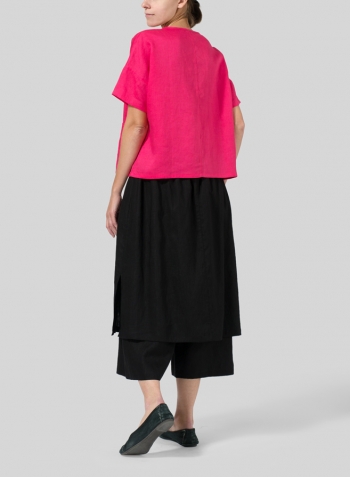 Hot Pink Linen Jacquard Chinese Box Top