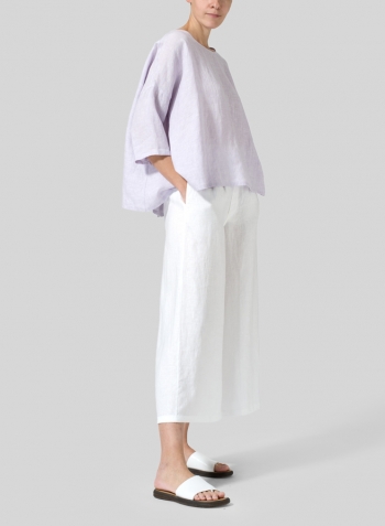 Pastel Mauve Linen Dropped Shoulder Top