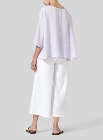 Pastel Mauve Linen Dropped Shoulder Top