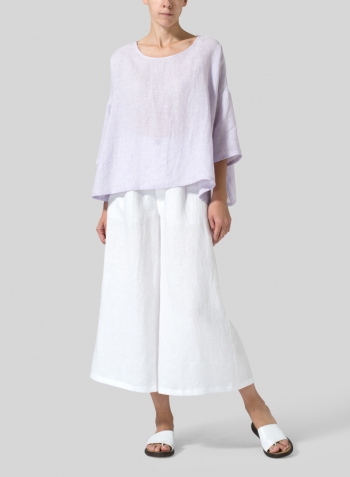 Pastel Mauve Linen Dropped Shoulder Top