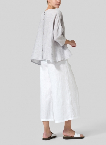 White Linen Relaxed Wide Leg Pants