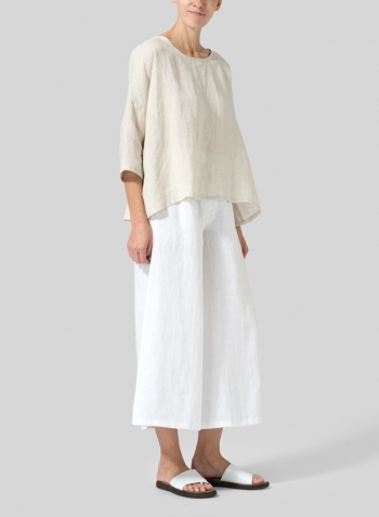 Oat Linen Dropped Shoulder Top