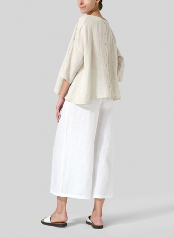 Oat Linen Dropped Shoulder Top