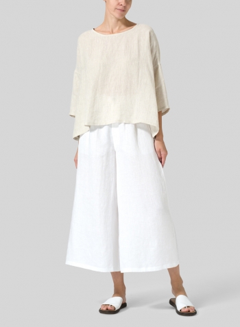 Oat Linen Dropped Shoulder Top