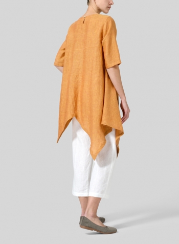 Golden Brown Linen Asymmetrical Hem Tunic