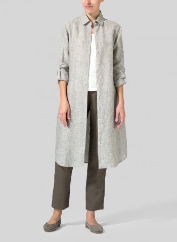 Tender Taupe Linen Shirt Dress