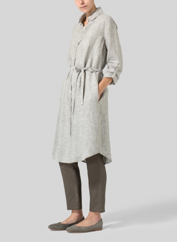 Tender Taupe Linen Shirt Dress