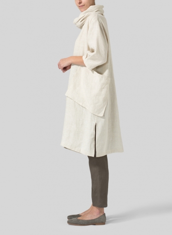 Oat Linen Cowl Neck Oversized Tunic