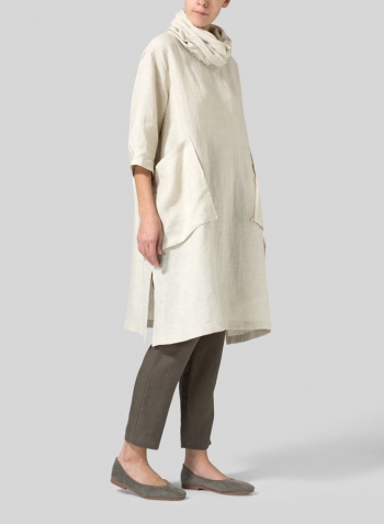 Oat Linen Cowl Neck Oversized Tunic