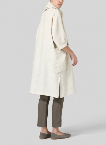 Oat Linen Cowl Neck Oversized Tunic