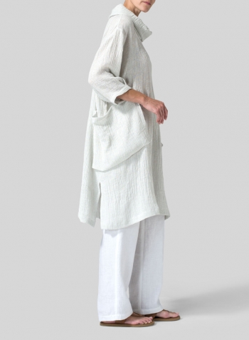White Gauze Linen Cowl Neck Oversized Tunic