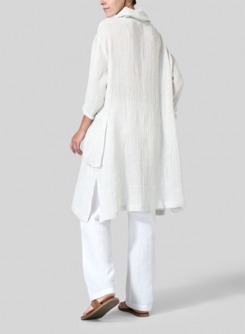 White Gauze Linen Cowl Neck Oversized Tunic