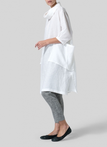 White Linen Cowl Neck Oversized Tunic