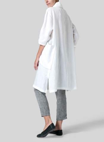 White Linen Cowl Neck Oversized Tunic