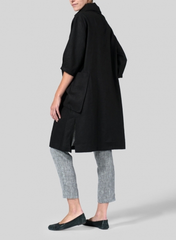 Black Linen Cowl Neck Oversized Tunic