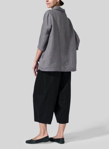 Black Linen Lantern Ankle Pants Set