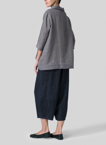 Dark Sapphire Linen Lantern Ankle Pants Set