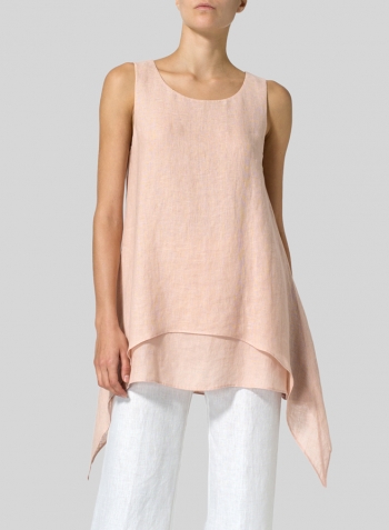 Madeira Pink Linen Sleeveless Layered Lightweight Top