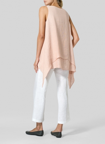 Madeira Pink Linen Sleeveless Layered Lightweight Top