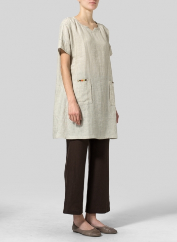 Oat Linen Sweetheart Neckline S/S Tunics