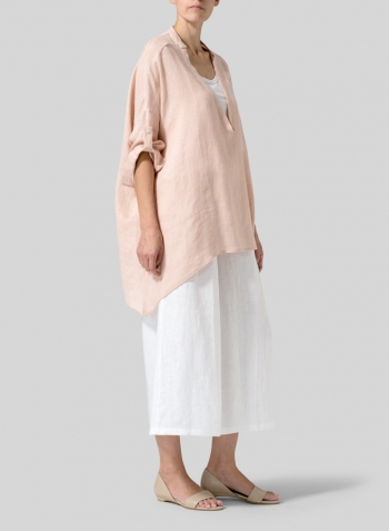 Madeira Pink Linen Delicate Deep V-neck Overtop