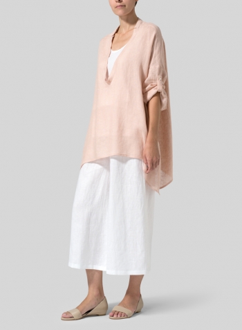 Madeira Pink Linen Delicate Deep V-neck Overtop