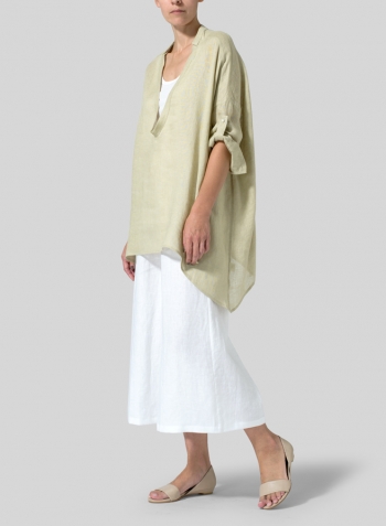 Pale Goldenrod Linen Delicate Deep V-neck Overtop