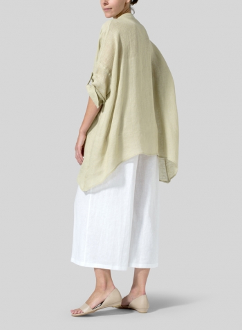 Pale Goldenrod Linen Delicate Deep V-neck Overtop