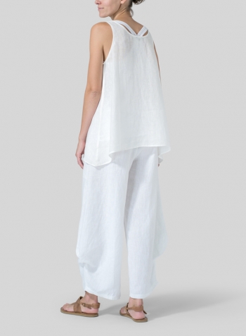 Soft White Linen Double Pocketed Tank Set