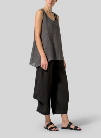 Charcoal Gray Linen Double Pocketed Tank