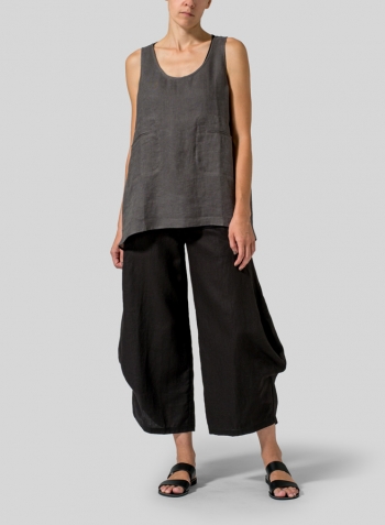 Charcoal Gray Linen Double Pocketed Tank