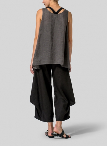 Charcoal Gray Linen Double Pocketed Tank