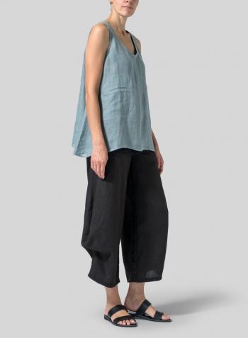 Green Gray Linen Double Pocketed Tank