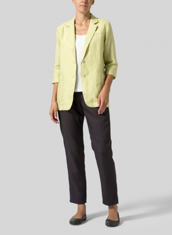 Lime Linen Single Breasted Jacket