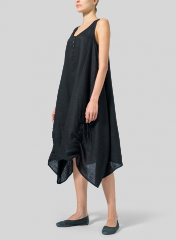Black Linen Layering Sleeveless Dress