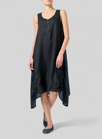 Black Linen Layering Sleeveless Dress