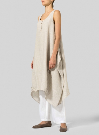 Oat Linen Layering Sleeveless Dress Set