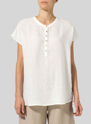 Soft White Linen Cap Sleeves Lightweight Top