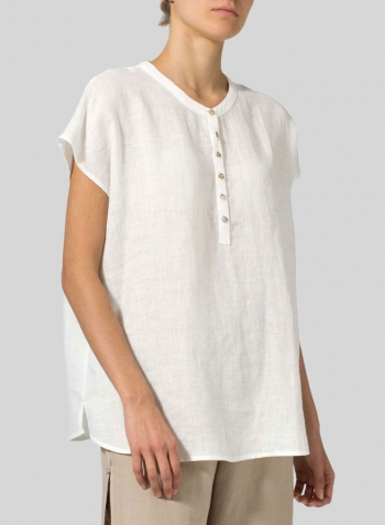 Soft White Linen Cap Sleeves Lightweight Top