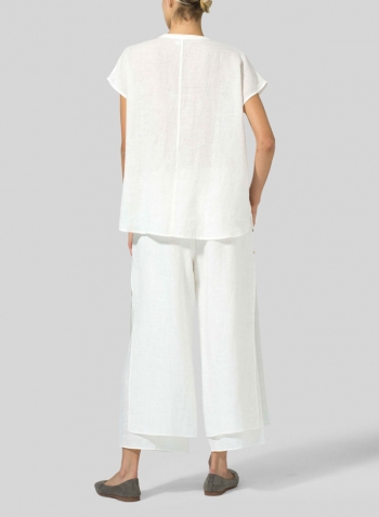 Soft White Linen Cap Sleeves Lightweight Top Set