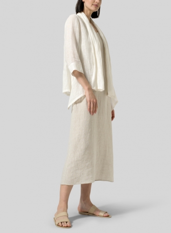 Gauze Linen Shawl Collar Jacket with Long Dress