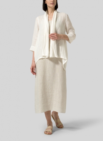 Gauze Linen Shawl Collar Jacket with Long Dress