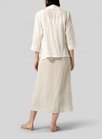 Gauze Linen Shawl Collar Jacket with Long Dress