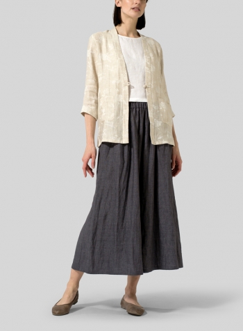 Jacquard Linen Handmade Knot Button Tapered Jacket Set