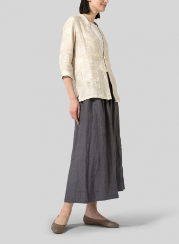 Jacquard Linen Handmade Knot Button Tapered Jacket Set