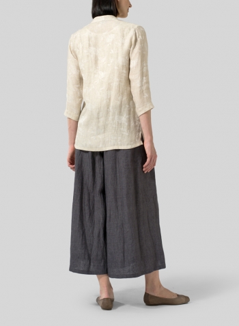 Jacquard Linen Handmade Knot Button Tapered Jacket Set