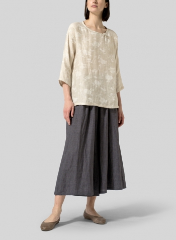 Jacquard Oat Linen Scoop Neck Patterned Tunic