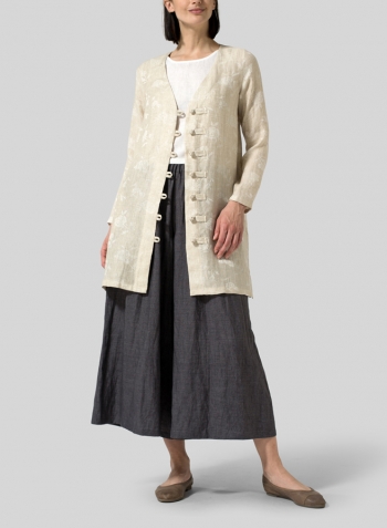 Jacquard Linen Handmade Knot Buttons Top Set